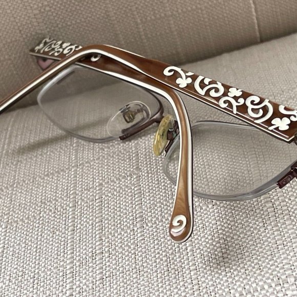 La Scala Women Eyeglasses Frame Half Rim Brown Tone Metal Glasses Frame 51]18 - Picture 4 of 13